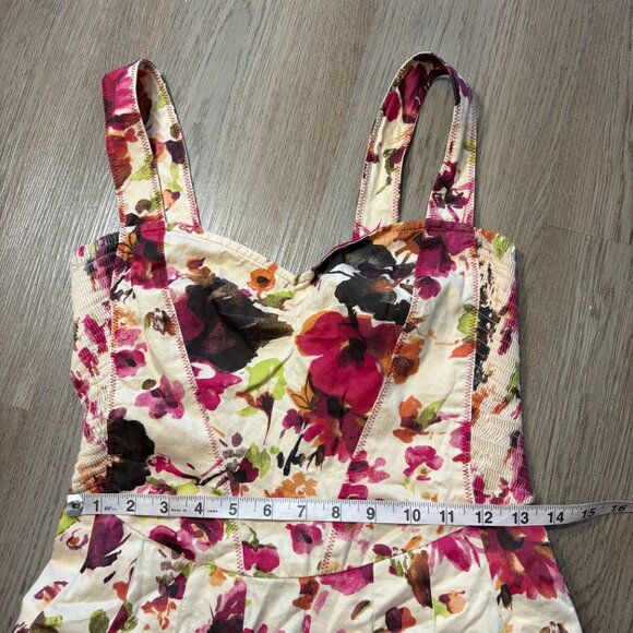 Peruvian Connection Floral Dress size 4 S small watercolor corset ivory cream - Picture 8 of 9